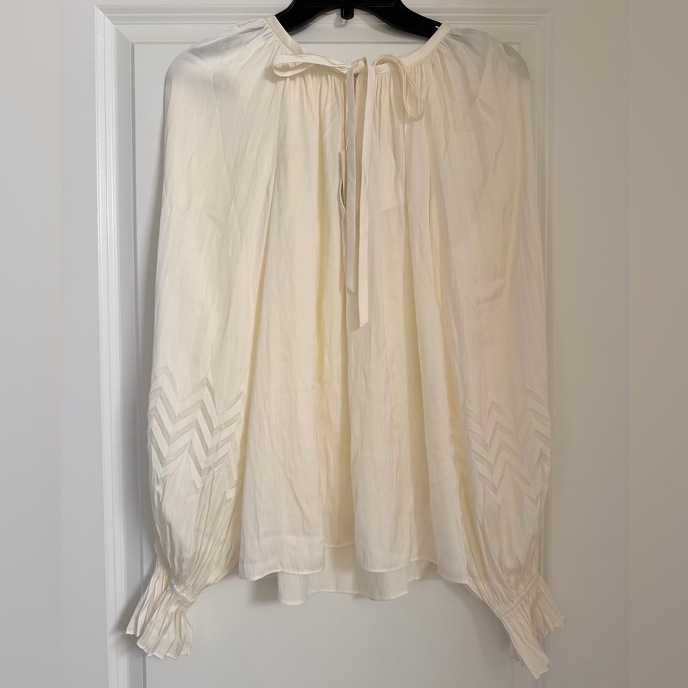 NWT Ramy Brook blake chevron pleated long sleeve blouse